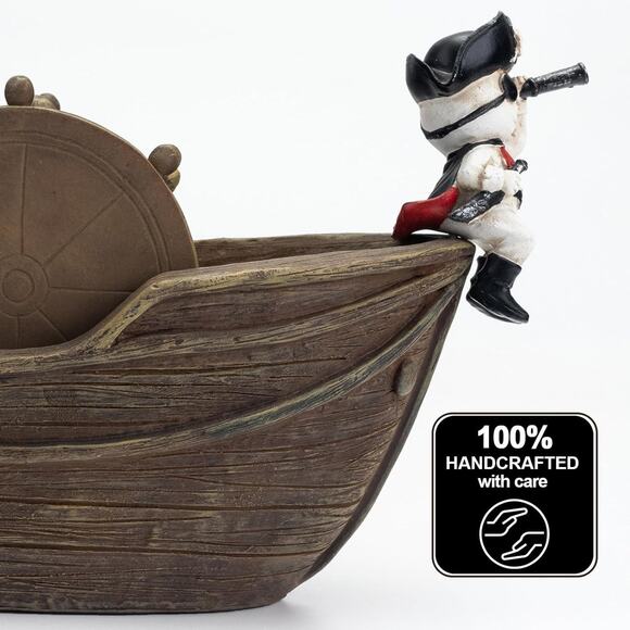 Pirate Ship Coasters Set of 6, Full Size Rustic Coaster in Handmade Canoe, Cute - Picture 4 of 7